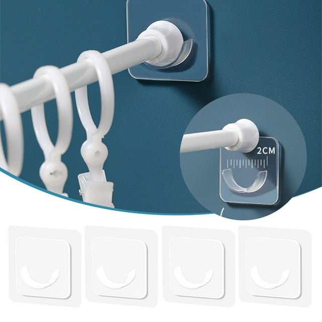 Boreal Craft Pinces à Ventouse Support de Poteau Support de Tringle de Rideau de Douche 4 Pcs Support de Tringle de Rideau pour Salle de Bain Sans Perçage Crochets Transparents pour Tringle à Tension pour Salle de Bain Salon