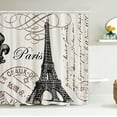 thumbnail image 2 of 4Pcs Paris Eiffel Tower Shower Curtain Sets Bathroom Set Decor with Non-Slip Rugs Bath U-Shaped Mat Toilet Lid Cover Waterproof Vintage Word Art Bathroom Curtains Shower Set with 12 Hooks, 2 of 7