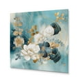 thumbnail image 2 of Designart "Marble Gold Floral Impressions Blue IV" Floral Metal Wall Art Prints, 2 of 5