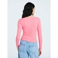 thumbnail image 3 of Scoop Women’s Lace Trim Scoop Neck Ribbed Tee with Long Sleeves, Sizes XS-XXL, 3 of 5