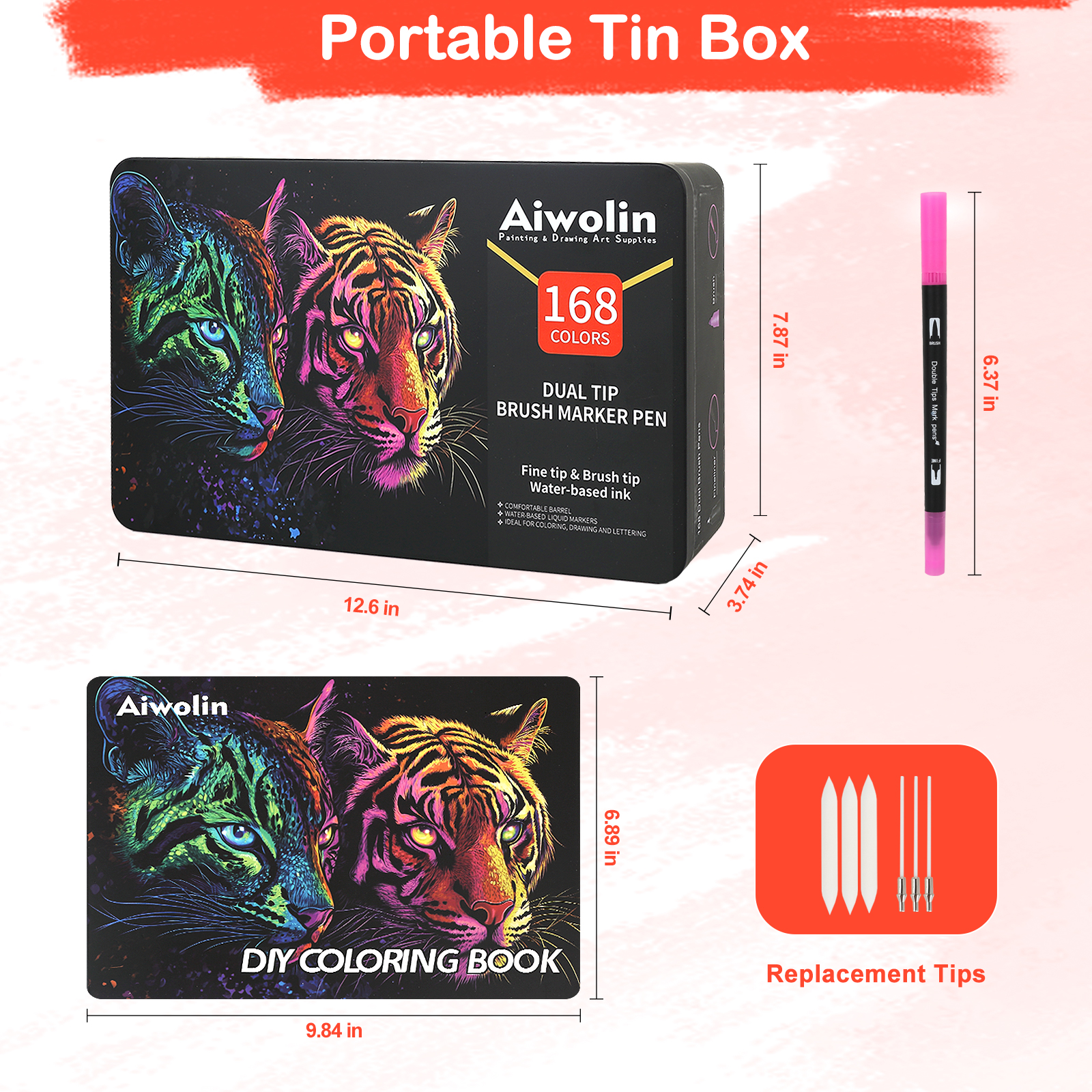 Double Brush Marker Pens,168 Art Markers with Fine and Brush Tip Coloring Markers for Adults, Marker for Journaling Calligraphy Drawing Sketching Doodling Illustrating