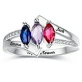 thumbnail image 5 of 925 Sterling Silver Personalized Promise Engagement Rings with 3 Simulated Birthstones Customized 2 Names for Women, 5 of 5