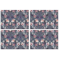 Pioneer Flower Floral Print Pattern Summer Placemats Table Placemats Set Of 4-Linen Kitchen Washable Placemats Table Mats 12x18 Inch Non-Slip Heat Resistant