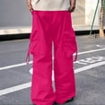 thumbnail image 4 of Smsaxvxz Men's Baggy Cargo Pants Trendy Casual Elastic Waist Drawstring Loose Fit Joggers Pant with Pockets Hot Pink XXL, 4 of 8