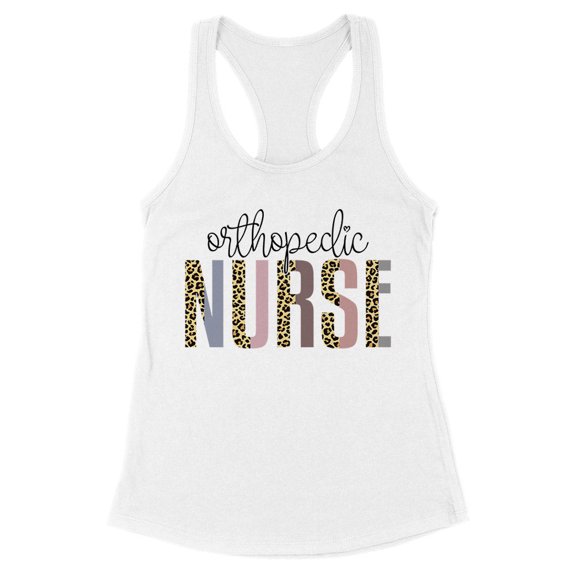 Orthopedic Nurse Leopard Print Tank Top Fitted Racerback Women's Large White