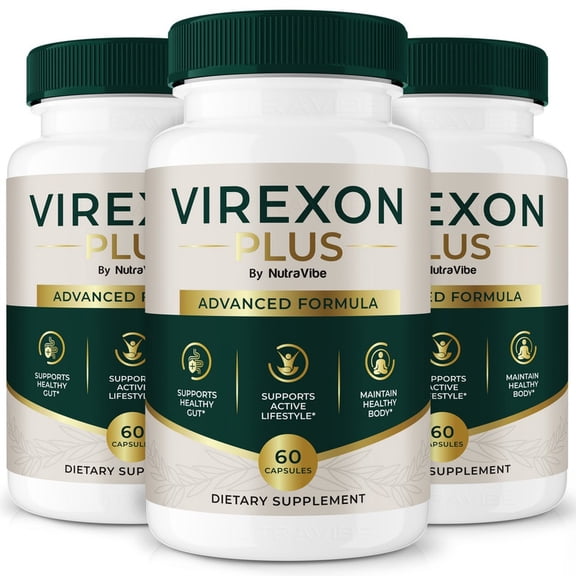(3 Pack) Virexon Plus – Natural Daily Pill Formula Designed to align with Fitness Goals, Support active Lifestyle & Body Balance | Just 2 Easy-to-Swallow Pills Daily (180 Capsules)