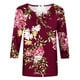 thumbnail image 4 of ICHUANYI Liquidación Camiseta estampada de moda para mujer Blusa de mangas 3/4 Tops casuales con cuello redondo ICHUANYI WER202308255901, 4 of 5