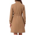 thumbnail image 3 of INSPIRE CHIC Double Breasted Pea Coat for Women Stand Collar Mid Long Trench Outwear Winter Coat with Belt S Camel, 3 of 6