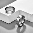 thumbnail image 3 of 8mm Classic Silver Tungsten Rings for Men Minimalist Wedding Band with Beveled Edges, 3 of 5