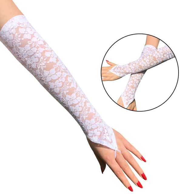 Guantes largos de encaje floral Salvador para mujer blanco