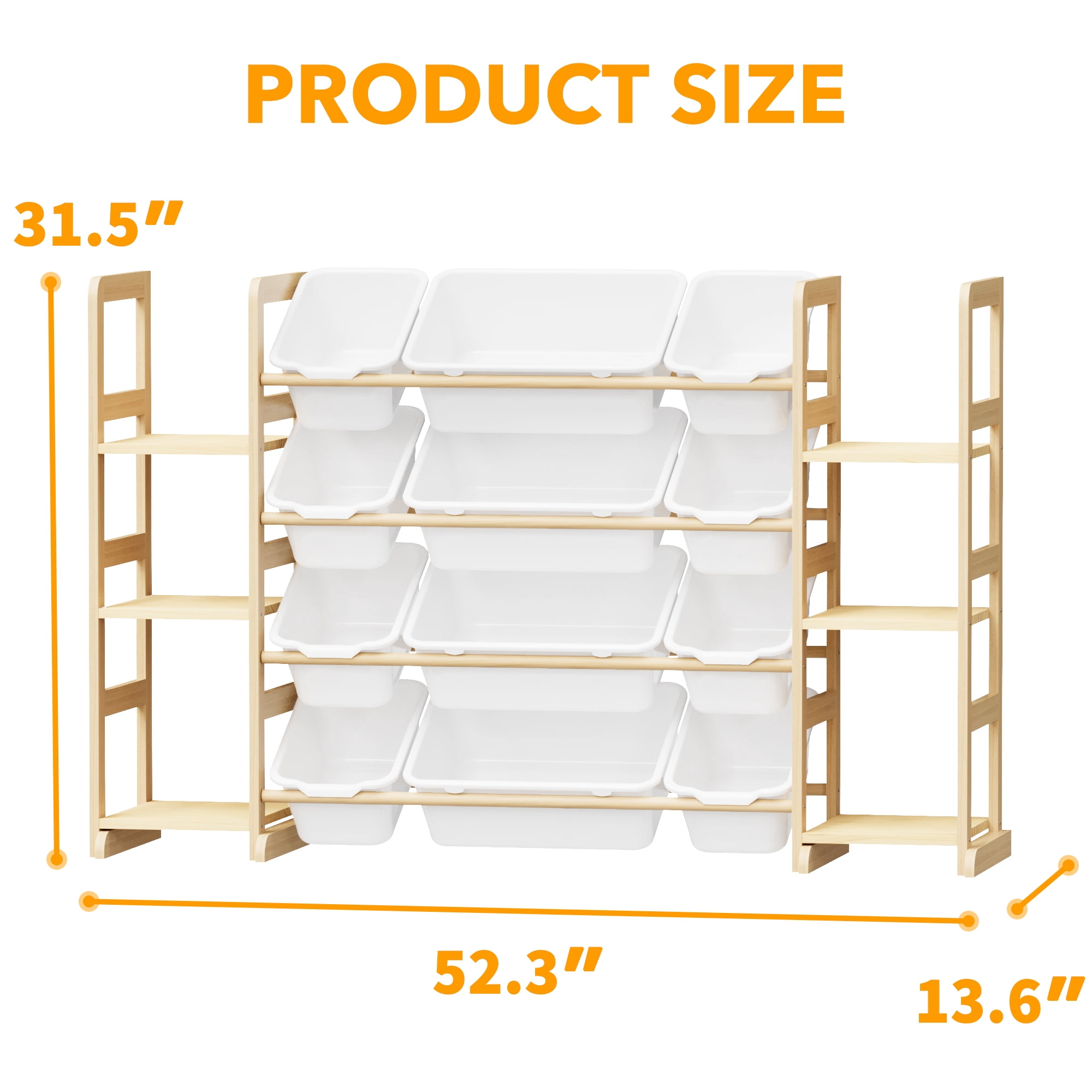 TACWILY Toy Storage Organizer with 6 Shelves and 12 Bins, Toy Organizers Storage Bookshelf, Kids Bin Shelf Toys Box Bookcase for Bedroom Playroom Organization Room Decor, White