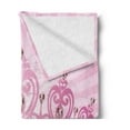thumbnail image 2 of Queen Soft Flannel Fleece Throw Blanket, Childhood Theme Pink Heart Shaped Princess Crown on Radial Backdrop Romantic, Cozy Plush for Indoor and Outdoor Use, 50" x 70", Pink Pale Pink, by Ambesonne, 2 of 5