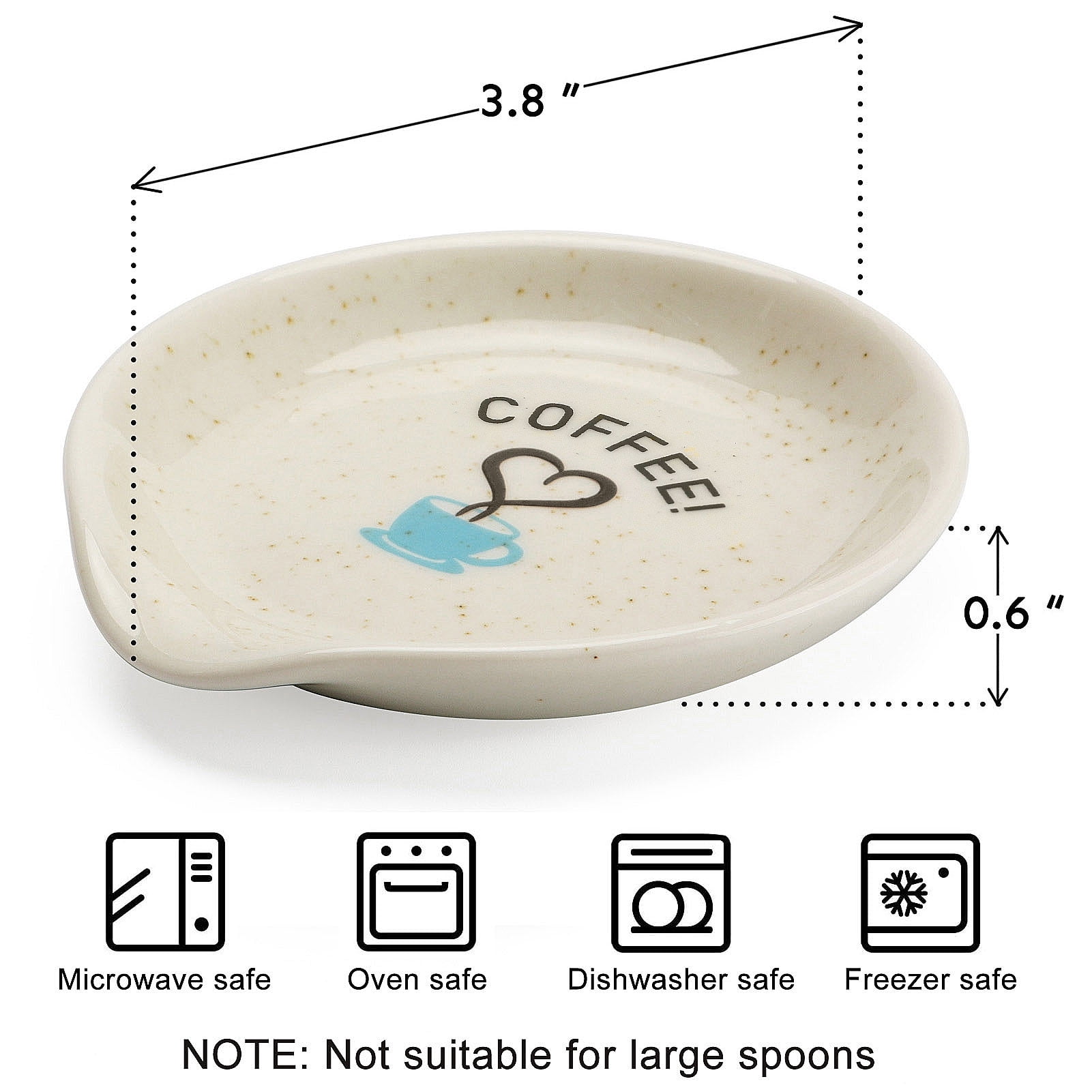 Coffee Spoon Rest, Mini Spoon Holder for Countertop Decor, Farmhouse Ceramic 3.5-Inch Small Teaspoon Rest for Coffee Bar Accessories, White
