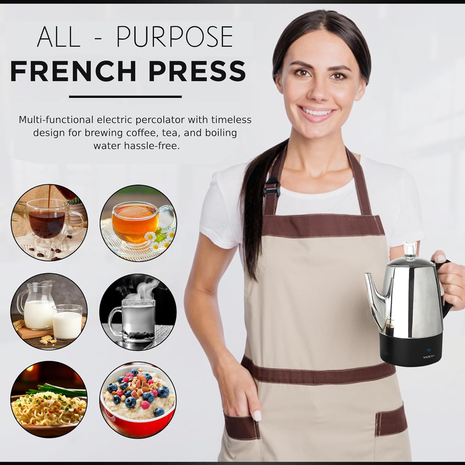Mixpresso 10-Cup Electric Percolator, Stainless Steel photo 4