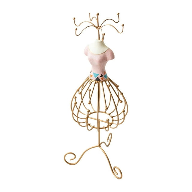 Soporte para Collares de Joyería de Princesa, Soporte para Collares, Estante de Almacenamiento de Collares de Resina de Metal con Diseño Artístico Sim Rosa