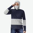 thumbnail image 6 of Afuyipoi Athletic Jackets for Men,Cooling Striped Print Integrated Face Cover Hood Sun-Protective UPF-Rated Surface Gray 2XL, 6 of 7