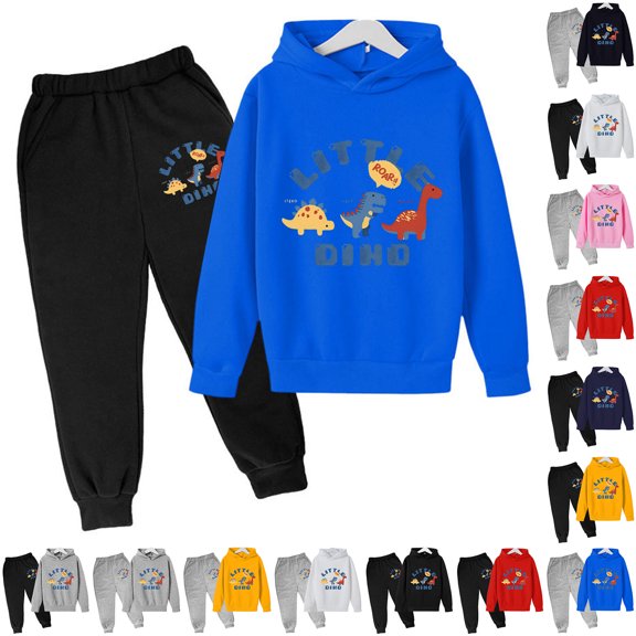 YAYUBA Boys Fall Outfits Size 10-12 Graphic Long Sleeve Hooded Sweatshirt Top Pocket Elastic Waist Pants Loose Kids 2pcs Fall Winter Outfits Set