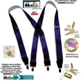 thumbnail image 3 of Holdup Brand Dark Blue with Red Dot Pattern X-back Suspenders Patented No-slip Clips, 3 of 4