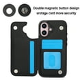 thumbnail image 4 of Mantto Case for iPhone 16 Back Wallet Case, Card Slots Holder RFID Blocking Luxury PU Leather Shockproof Cover, Double Magnetic Buttons Kickstand Case for iPhone 16, Black, 4 of 8