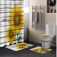 thumbnail image 1 of FMSHPON Floral 4 Piece Bathroom Set Shower Curtain Bath Rug Contour Mat and Toilet Lid Cover, 1 of 8