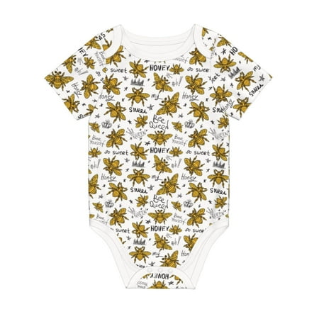 

Matuu Hohey Bee Golden2 for Baby Short-Sleeve Bodysuit Soft Cotton Comfortable and Breathable Perfect for Newborns and Infants