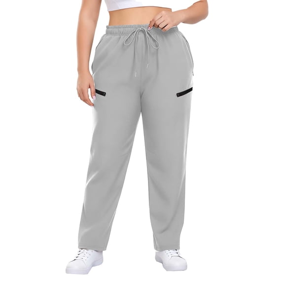 Posijego Women's Sweatpants Plus Size Pants High Waist Elastic Straight Leg Casual Track Pants with Pockets Drawstring
