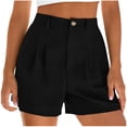 thumbnail image 2 of Xdegege Women's Pleated Shorts High Waist Button Fly Cotton Linen Summer Beach Trousers Casual Loose Fit Comfortable Breathable Fashion Vacation Hot Pants, 2 of 6