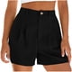 thumbnail image 1 of Pantalones Cortos de Ajuste Suelto para Mujeres Moda Casual Alta Cintura de Lino Mezcla Pantalones Cortos con Bolsillos, Poliéster Suave Recto Sólido Fondo de Verano para Diario, 1 of 6