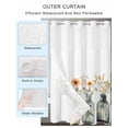 thumbnail image 2 of No Hook Cloth Fabric Shower Curtain with Snap in Liner, Eucalyptus Flower Waterproof Shower Curtains Set with See Through Top Window, Orange Floral Sage Green Leaf Daisy Bath Curtains Shower 72"x72", 2 of 6