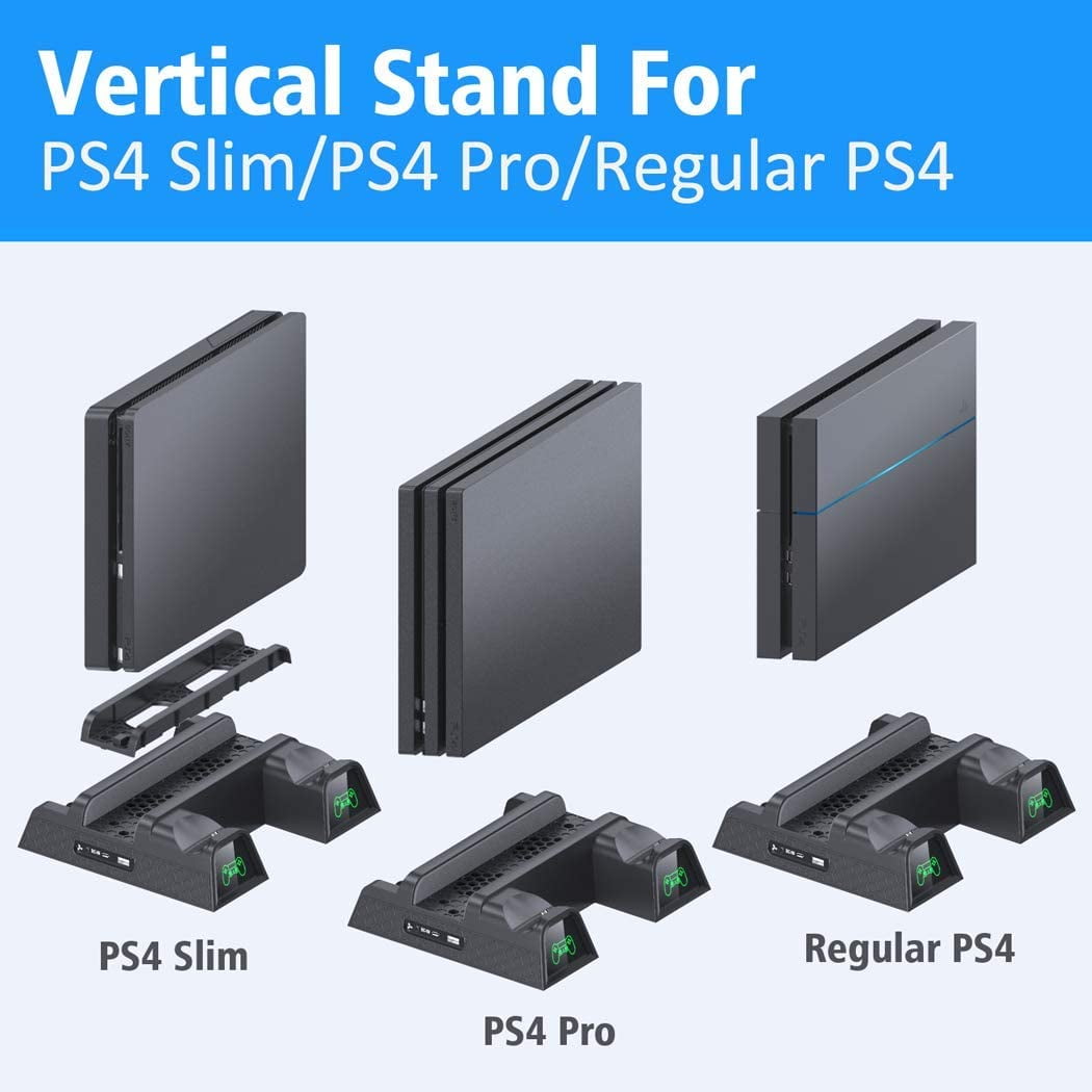 PS4 Stand with Cooling Fan for PS4/PS4 Slim/PS4 Pro, OIVO Playstation 4 Cooling Station with PS4 Controller Charger and 12 Game Slots