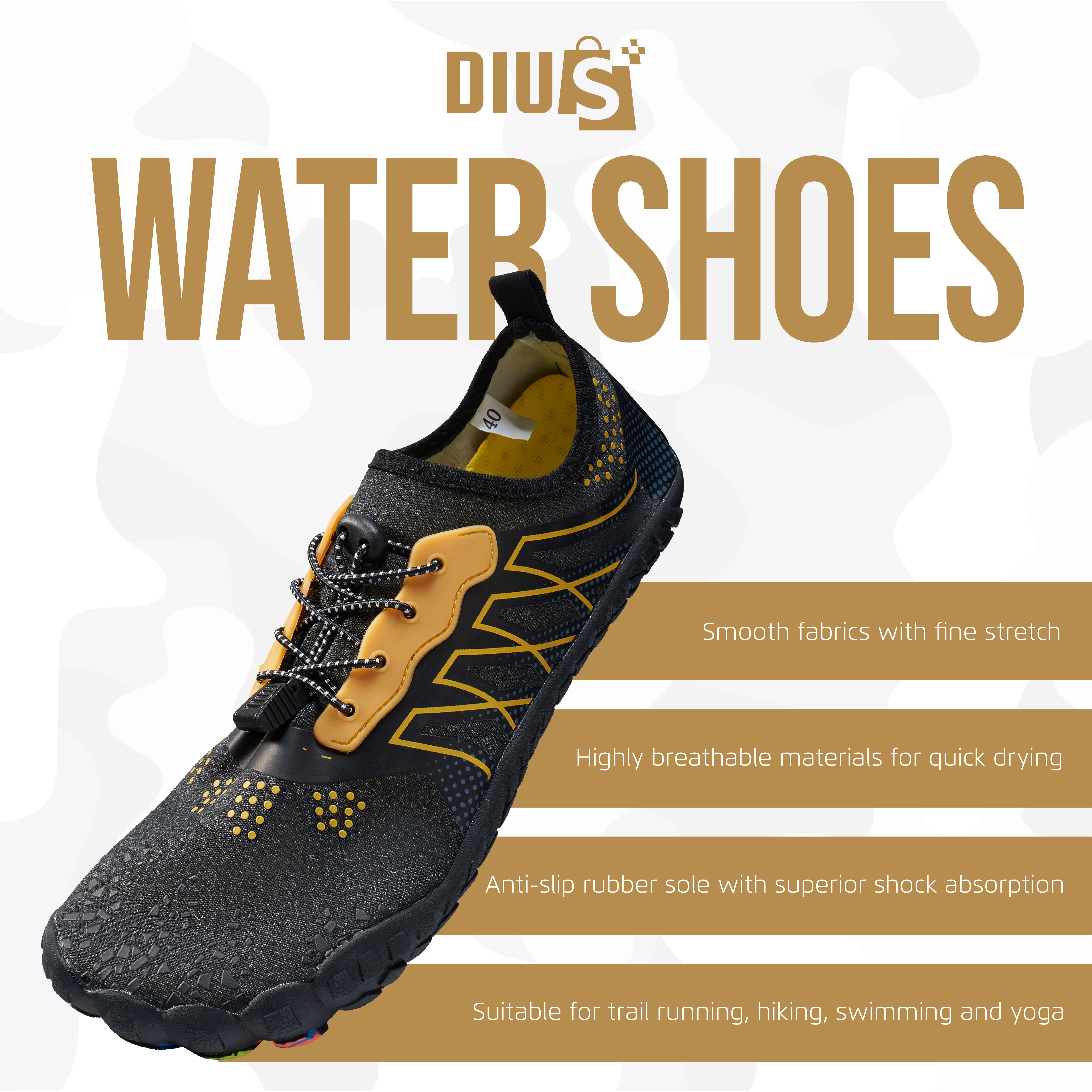 DIUS Womens Water Shoes Swim Shoes for Men Beach Shoes Barefoot Aqua Shoes for Pool River Surf