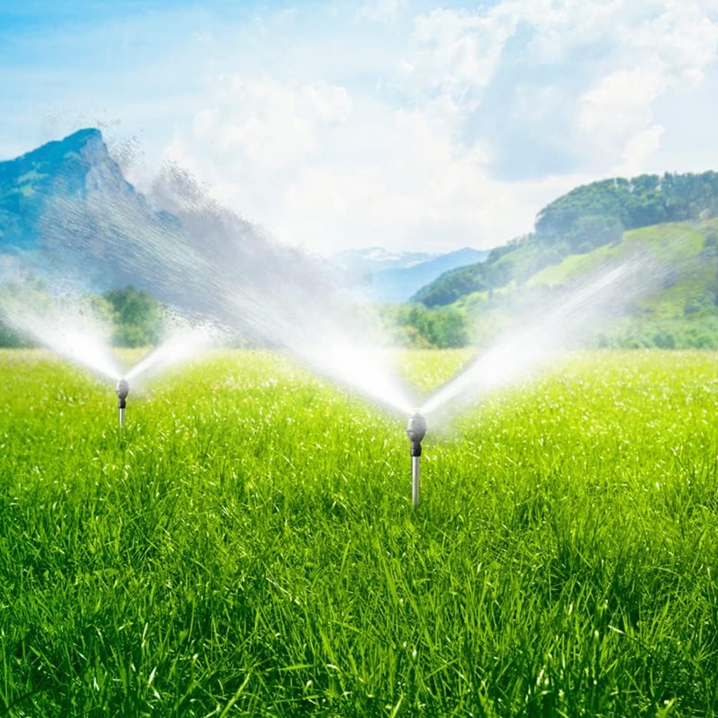 2Pcs 360 Rotary Irrigation Sprinkler Head with Tripod Telescopic Support Automatic Rotating Sprinkler Garden Watering
