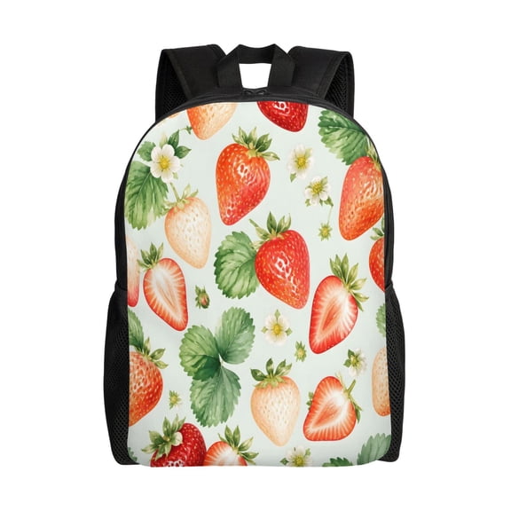 Strawberry Backpack Full Front Print Travel Laptop Bag for Men and Women