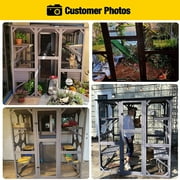 Aivituvin 71.1L Large Outdoor Cat Catio, Walk-In Wooden Cat Enclosure with 7 Platforms, 2 Resting Houses and Weather-Resistant Roof