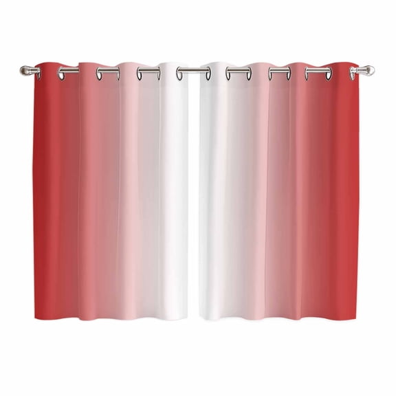 Red Ombre Kitchen Curtains 63 Inch Length, Red White Gradient Modern Abstract Art Grommet Top Bedroom Living Room Curtains, Light Filtering Cafe Curtain Drapes 2 Panels Set 104''x63''