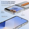 thumbnail image 3 of ELEHOLD Case for Samsung Galaxy Z Flip 7, Clear Stand Phone Case with Built-in Screen Protector, Wireless Charging Compatible,Orange, 3 of 8