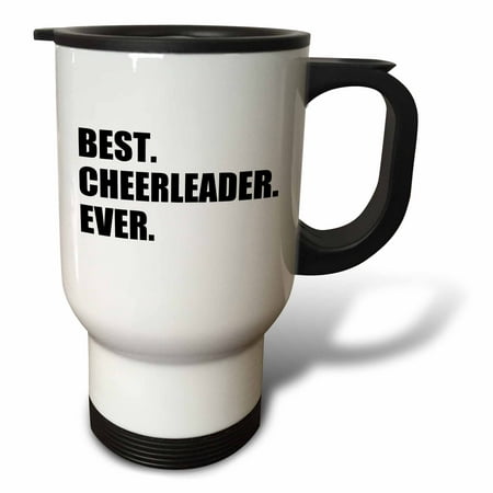 3dRose Best Cheerleader Ever - text - greatest head or team cheerleading girl, Travel Mug, 14oz, Stainless