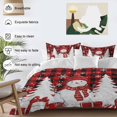 thumbnail image 3 of Christmas Red Snowman Comforter Set California King Size, White Pine Tree Xmas Balls Snow Plaid Soft Bedding Set for Man Woman, 4 Pieces Duvet Cover Set with Fitted Sheet, 2 Pillowcases, 3 of 9