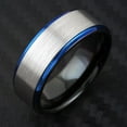 thumbnail image 5 of Men's Wedding Band Ring 6mm Silver Stripe Blue Edge Black Inside - Wedding Rings for Men and Women, 5 of 5