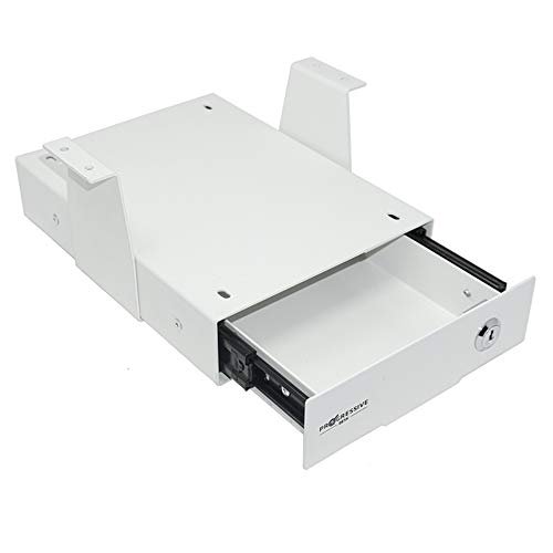 Small Under Desk Mount Drawer for Adjustable Stand up Desk, Metal - White