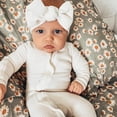 thumbnail image 2 of Newborn Baby Girl Ruffle Romper Knit Sweater Onesie Jumpsuit Long Sleeve Zipper Onesie Solid Fall Winter Outfits, 2 of 6