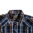 thumbnail image 5 of Coevals Club Men's Western Shirt Cowboy Plaid Country Pearl Snap Button Long Sleeve Two Pockets Work Shirts 05 Blue Black Orange X-Large, 5 of 8