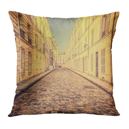 ECCOT Alley Picturesque Cobbled Street in Paris France Ancient Architecture City Cityscape Destination Pillowcase Pillow Cover Cushion Case 16x16