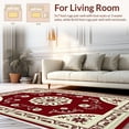thumbnail image 2 of Flatwoven High Traffic Area Rug, Elegant Floral Medallion Design Featuring Rich Crimson and Cream, Non Slip, Stain Resistant, Washable Area Rugs for Living Room, Bedroom(Red, 4X6), 2 of 8