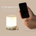 thumbnail image 2 of Macally Table Bedside Lamp with USB Ports, Touch Control, Dimmable Light - White/Wooden Base, 2 of 6
