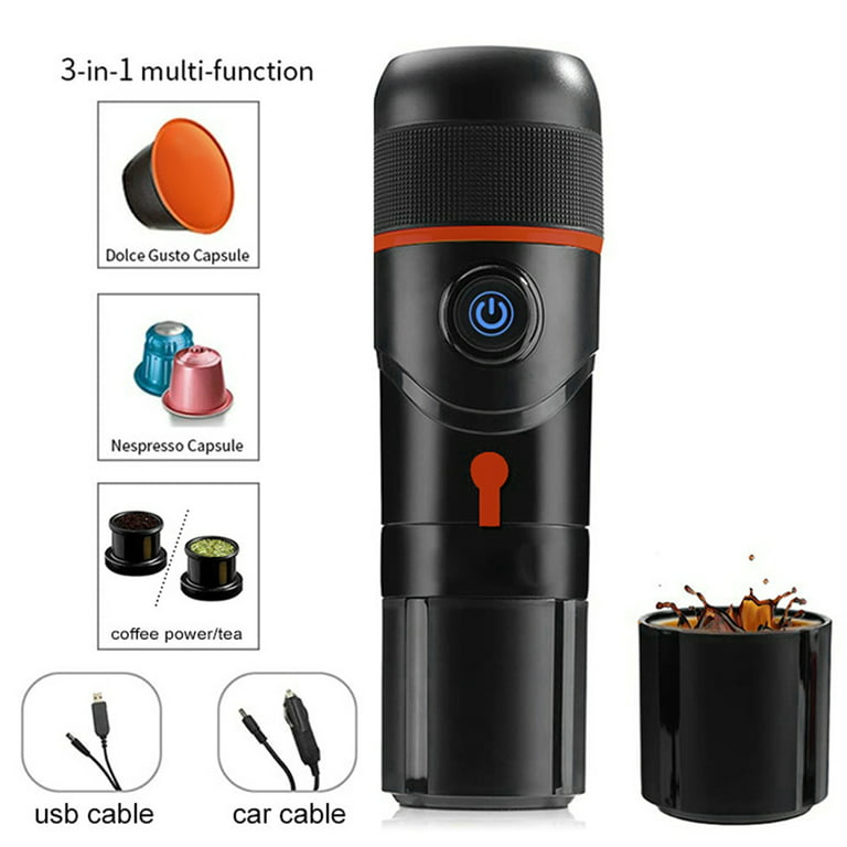 Portable Coffee Maker with Rechargeable Battery - Universal Fully Automatic  Coffee Machine 2-in-1 Design for Capsules and Ground Coffee, for Office