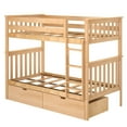 thumbnail image 3 of Plank+Beam Solid Wood Twin over Twin Bunk Bed with Storage Drawers for Adults/Kids, Natural, 3 of 9