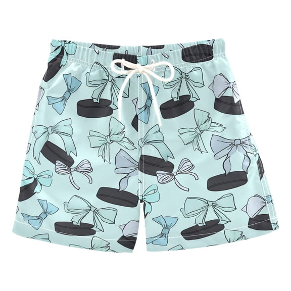 joogoo Boy Swim Trunks Hockey Pucks and Bows Bathing Beach Board Shorts M