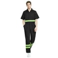 thumbnail image 2 of Toptie Short-Sleeve Coverall Safety Enhanced Visibility Striped One Piece Jumpsuit-Black-2XL Regular, 2 of 6