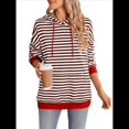 thumbnail image 2 of Sudadera con Capucha A Rayas para Mujer, Estilo Adolescente, para Otoño. Color Café L, 2 of 10